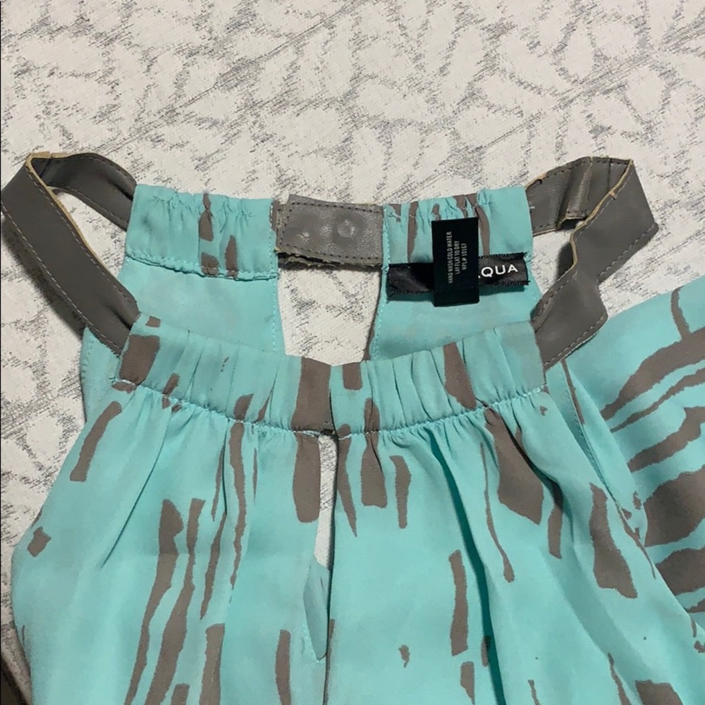Aqua Faux Leather Halter Dress. Size XS LIKE NEW! - Picture 4 of 4